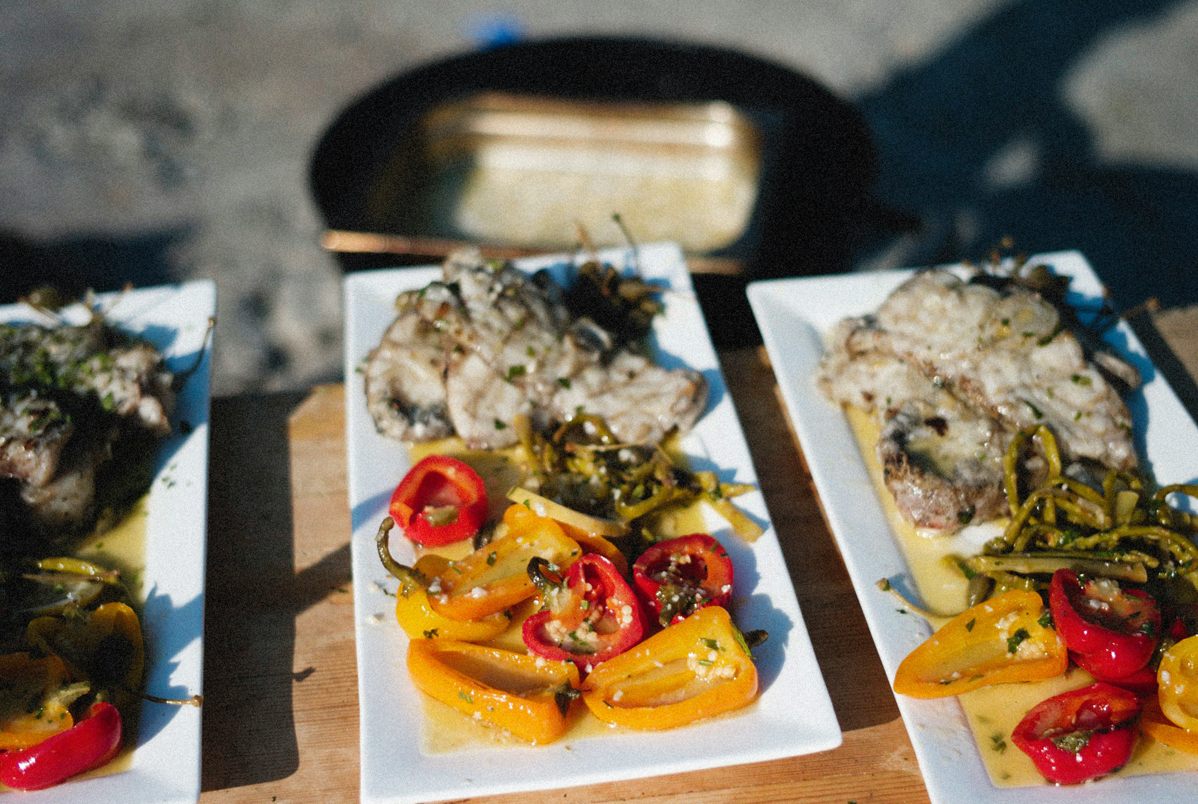 Table set with food in natural light